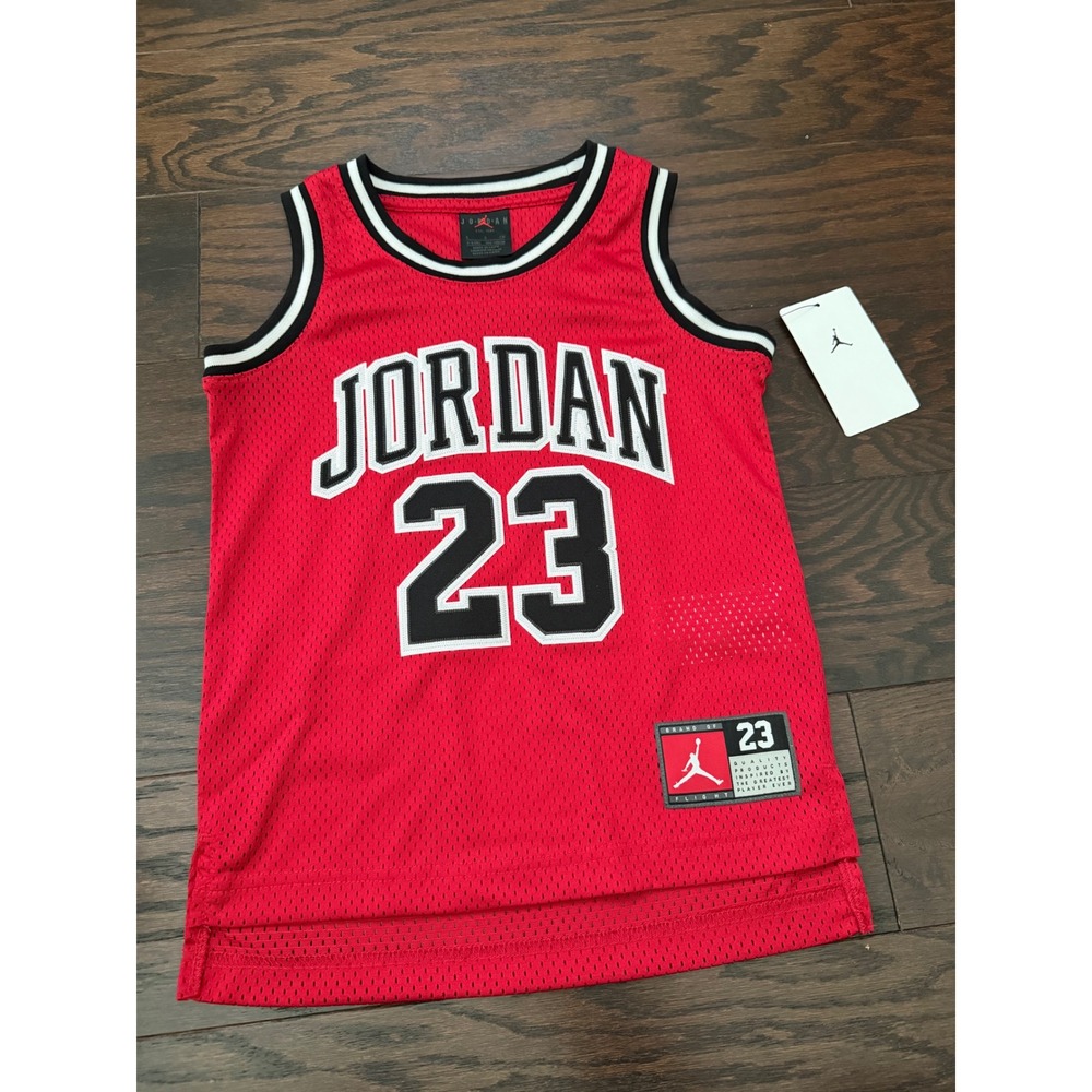 Jordan Boys 23 Mesh Basketball Jersey Gym Red Black White 85A773-R78 Size 5